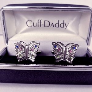 Butterfly Rhinestone Cuff-links